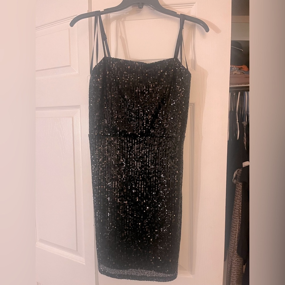 Black sequins mini dress